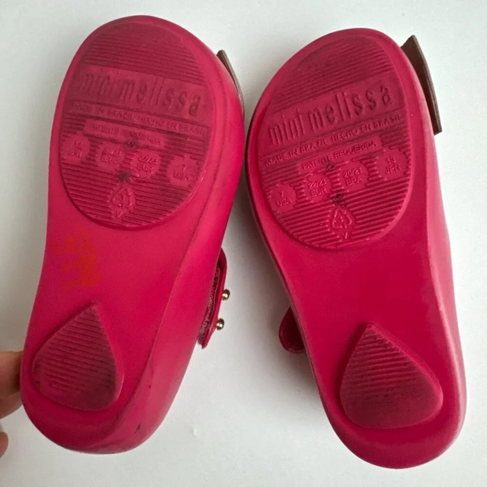 Mini Melissa Pink Fuchsia Mary Jane Bows Size 7